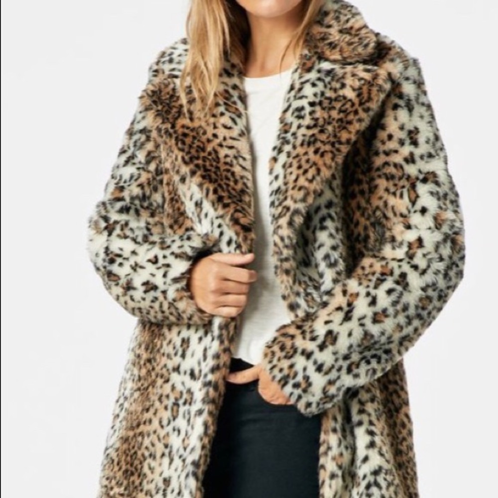 JustFab Faux Leopard Print Coat Sz XL